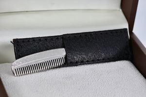 Sterling Silver Mini Comb Brush w/ Leather Case