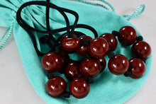 Load image into Gallery viewer, Tiffany &amp; Co. Elsa Peretti Large Red Lacquer Beaded Silk Cord Necklace
