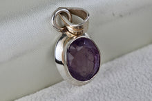 Load image into Gallery viewer, Sterling Silver Oval Cut Purple Amethyst Pendant
