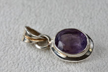 Load image into Gallery viewer, Sterling Silver Oval Cut Purple Amethyst Pendant
