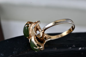 Sterling Silver Vermeil SS Green Oval Jade Multi Stones Melt Wrap Ring Size 7