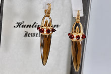 Load image into Gallery viewer, Stephen Webster 18Kt. Gold Smokey Topaz &amp; Garnet &quot;Russian Roulette&quot; Bullet Drop Earrings

