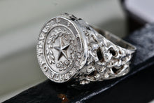 Load image into Gallery viewer, Sterling Silver State of Texas Heavy Duty Wide Band Ring Size 11.5
