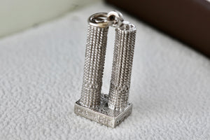 Sterling Silver Chicago Marina City Landmark Towers Building Charm Pendant