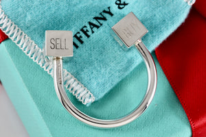 Tiffany & Co. Silver BUY SELL HOLD Market Square Horseshoe Keychain Rare