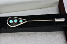 Load image into Gallery viewer, Native American Silver Three Turquoise Bead Handmade Hair Pin Brooch
