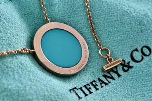 Tiffany & Co. Rose Gold Diamond Tiffany T Turquoise Pendant 16" Necklace