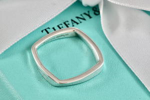 Tiffany & Co. Silver Frank Gehry Narrow Square Torque Ring Size 9.5