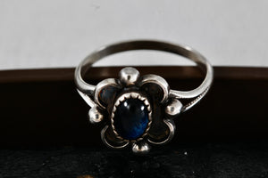 Sterling Silver Small Vintage Oval Cut Blue Star Sapphire Handmade Ring Size 7.5