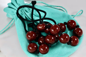 Tiffany & Co. Elsa Peretti Large Red Lacquer Beaded Silk Cord Necklace