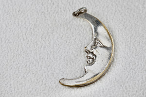 Sterling Silver Man In The Moon Charm Pendant