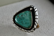 Load image into Gallery viewer, Native American Sterling Silver Turquoise Pyramid Brooch Signed SS
