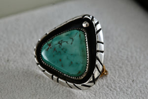 Native American Sterling Silver Turquoise Pyramid Brooch Signed SS