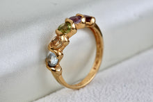 Load image into Gallery viewer, Sterling Silver Vermeil Multi Gemstone Ring Size 7 Signed
