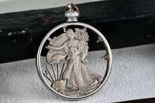 Load image into Gallery viewer, Handmade 1941 American Liberty Half Dollar Detailed Carved Pendant
