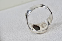 Load image into Gallery viewer, Sterling Silver Round Black Star Sapphire Square Dome Ring Size 9
