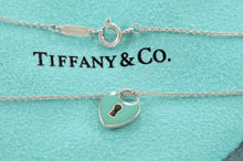 Load image into Gallery viewer, Tiffany &amp; Co. Silver Blue Enamel Mini Keyhole Heart Pendant Necklace
