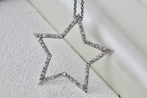 Sterling Silver Star CZ Diamond Pendant 18" Necklace