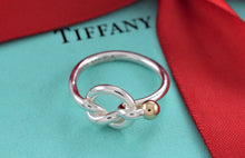 Load image into Gallery viewer, Tiffany &amp; Co. 18K Gold &amp; Silver Love Knot Hook Ring
