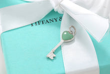 Load image into Gallery viewer, Tiffany &amp; Co. Silver Blue Enamel Small Heart Key Charm Pendant
