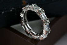 Load image into Gallery viewer, Sterling Silver CZ Diamond Emerald Cut Eternity Band Ring Size 7
