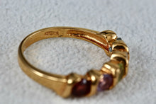 Load image into Gallery viewer, Sterling Silver Vermeil Multi Gemstone Ring Size 7 Signed
