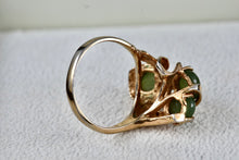 Load image into Gallery viewer, Sterling Silver Vermeil SS Green Oval Jade Multi Stones Melt Wrap Ring Size 7
