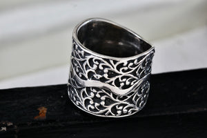 Sterling Silver ISRAEL Eternal Tree Extra Extra Wide Bade Ring Size 8.5