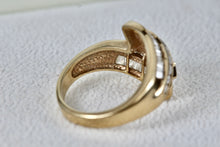 Load image into Gallery viewer, Sterling Silver Vermeil CZ Diamonds Fancy Cocktail Ring Size 8 Signed

