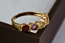 Load image into Gallery viewer, Sterling Silver Vermeil Multi Gemstone Ring Size 7 Signed
