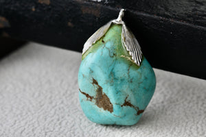 Large Chunky Turquoise Rock 1" Stone Pendant