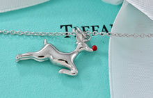 Load image into Gallery viewer, Tiffany &amp; Co. Silver Red Enamel Reindeer Pendant 16&quot; Necklace
