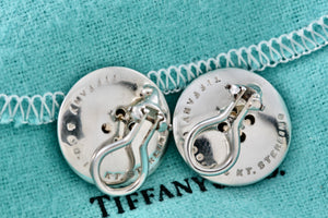 Tiffany & Co. Vintage 14Kt. Gold & Silver Button Clip-On Earrings