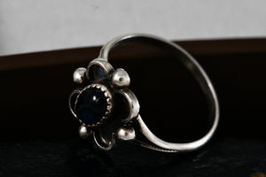 Sterling Silver Small Vintage Oval Cut Blue Star Sapphire Handmade Ring Size 7.5