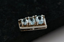 Load image into Gallery viewer, Sterling Silver 3 Oval CZ Aquamarine Slider Pendant
