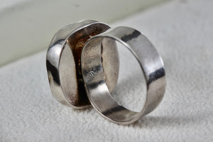 Sterling Silver Handmade Square Cracked Blue Glass Ring Size 7 Signed SR