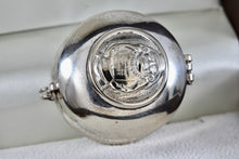 Load image into Gallery viewer, Vintage Silver Mexico ALPACA Mayan Indian Warrior Round Pill Box Trinket
