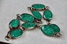 Load image into Gallery viewer, Silver Handmade Chipped Turquoise Acrylic Oval Link 7. 5&quot; Bracelet
