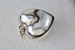 Sterling Silver Large Puffy Floating Heart Charm Pendant
