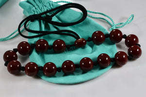 Tiffany & Co. Elsa Peretti Large Red Lacquer Beaded Silk Cord Necklace