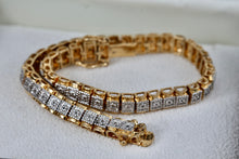 Load image into Gallery viewer, Vermeil Sterling Silver Diamond Etched Link 8.5&quot; Tennis Bracelet Signed
