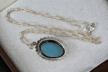 Load image into Gallery viewer, Sterling Silver Victorian Blue White Cameo Pendant 20&quot; Necklace
