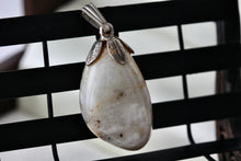 Load image into Gallery viewer, Large Chunky Polished White Yellow Black Agate Rock 1&quot; Stone Pendant
