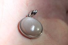 Load image into Gallery viewer, Sterling Silver Round Circle Pink Gray Moon Stone Charm Pendant
