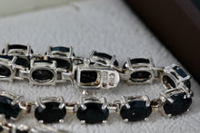 Load image into Gallery viewer, Sterling Silver Oval Blue Spinel Link 8&quot; Tennis Bracelet
