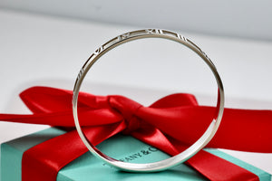 Tiffany & Co. Atlas Sterling Silver Roman Numeral Bangle Small Bracelet