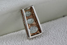 Load image into Gallery viewer, Sterling Silver 3 Oval CZ Aquamarine Slider Pendant
