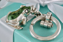 Load image into Gallery viewer, Tiffany &amp; Co. Nature Vintage Silver Green Black Enamel Frog Pendant Keychain
