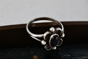 Sterling Silver Small Vintage Oval Cut Blue Star Sapphire Handmade Ring Size 7.5