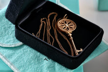 Load image into Gallery viewer, Tiffany &amp; Co. 18Kt. Rose Gold Diamond Daisy Large Key 2.25&quot; Pendant Necklace
